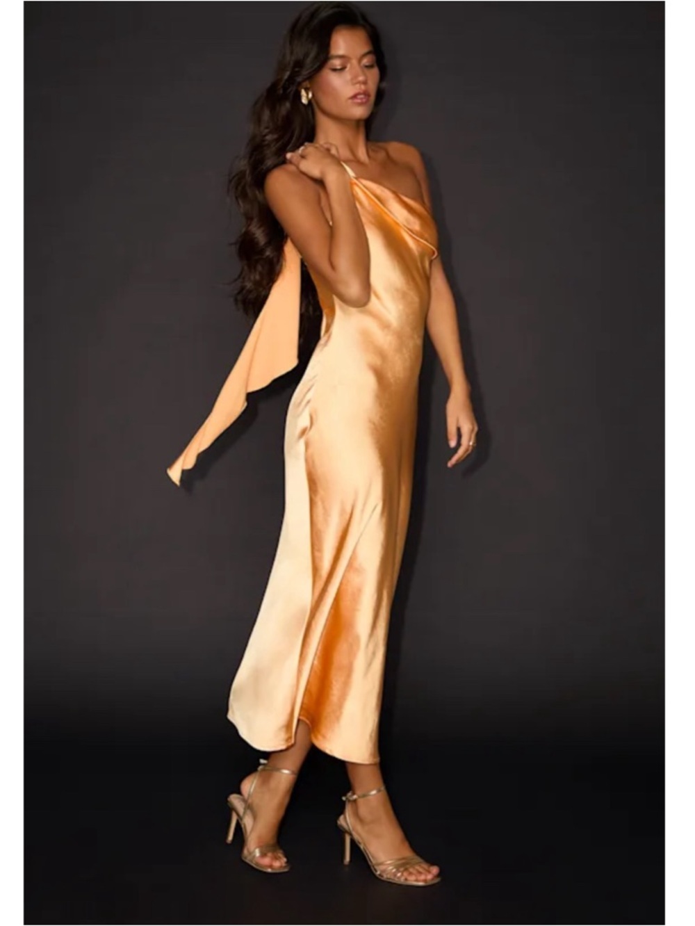 New Lulus One-Shoulder Satin Slip Dress Sz Medium - Picture 4 of 10